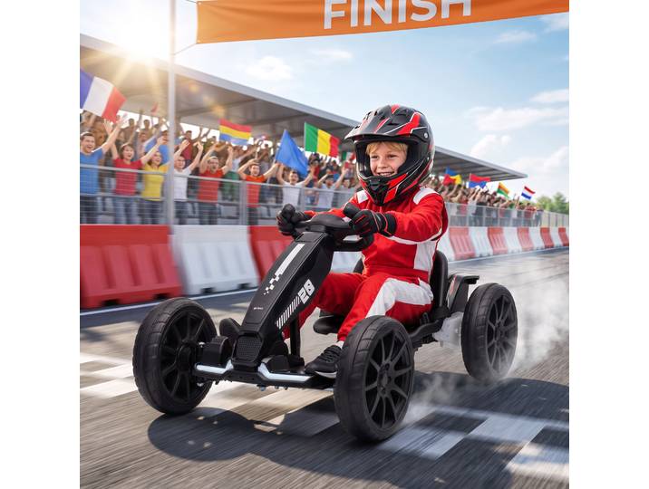AIYAPLAY Go-kart Électrique 12V Enfant 2 Moteurs Siège Réglable