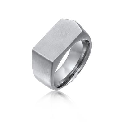 Silberring KUZZOI "Ring Siegelring Rechteckig Modern Edelstahl Silberfarben" Gr. 62, silber, Fingerringe, Herren, 62, Silber 925 (Sterlingsilber), Silberring