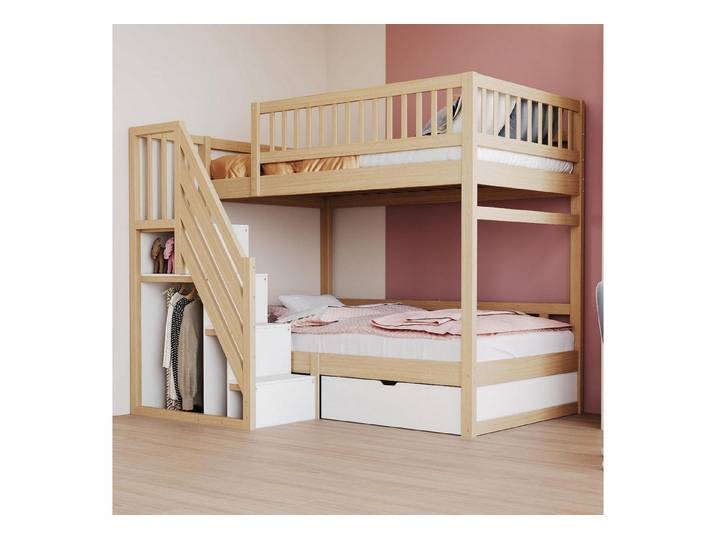 LuxusKollektion Kinderbett Etagenbett 90x200 mit Treppe & Stauraum