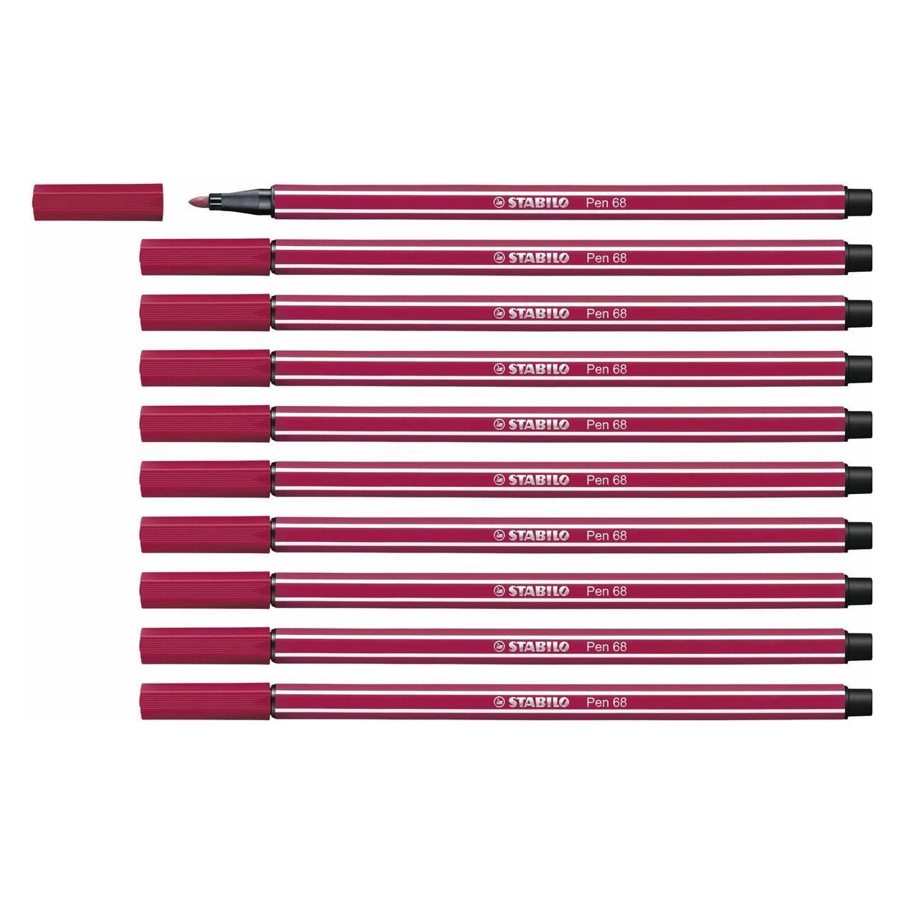 Stabilo Premium-Filzstift - Pen 68 - 10er Pack - dunkelrot (10x) (68/50)