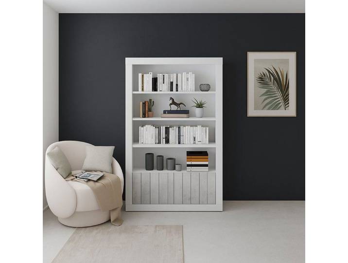 Bibliothèque Spinoso Dmora en bois aggloméré blanc 105x42x191h cm