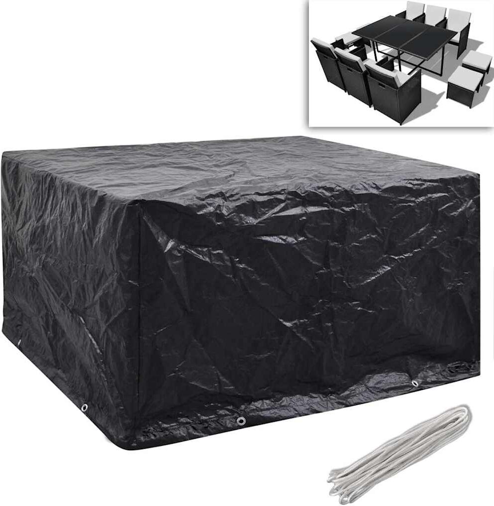 vidaXL Conjunto capas p/ mobiliário jardim 2 pcs 8 ilhós 172x113 cm Negro