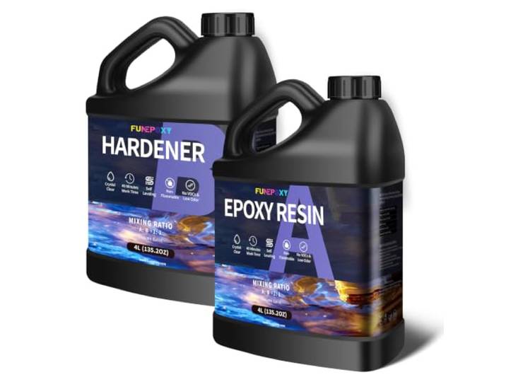 SUPCLUB 8L Epoxidharz-Gießset – Kristallklares & blasenfreies Epoxidharz mit Härter, hochglänzendes Resin-Kit für DIY-Kunst, Formenguss, Holz, Schmuckherstellung, Untersetzer & Tischplatten