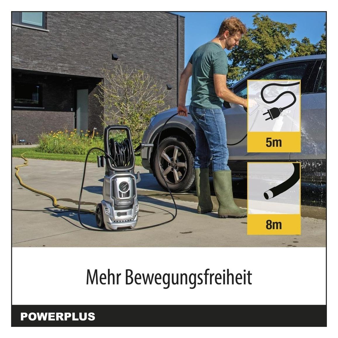 Powerplus Electric High-Pressure Cleaner PowXG90411- 1800 W Terrassenreiniger, Start-/Stoppfunktion (Netzbetrieb) (3998932)