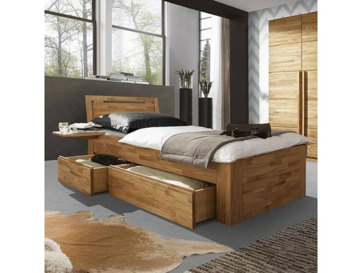 Einzelbett Andalucia Komfort Kernbuche Massivholz mit Schubkasten 120x220cm höhenverstellbar