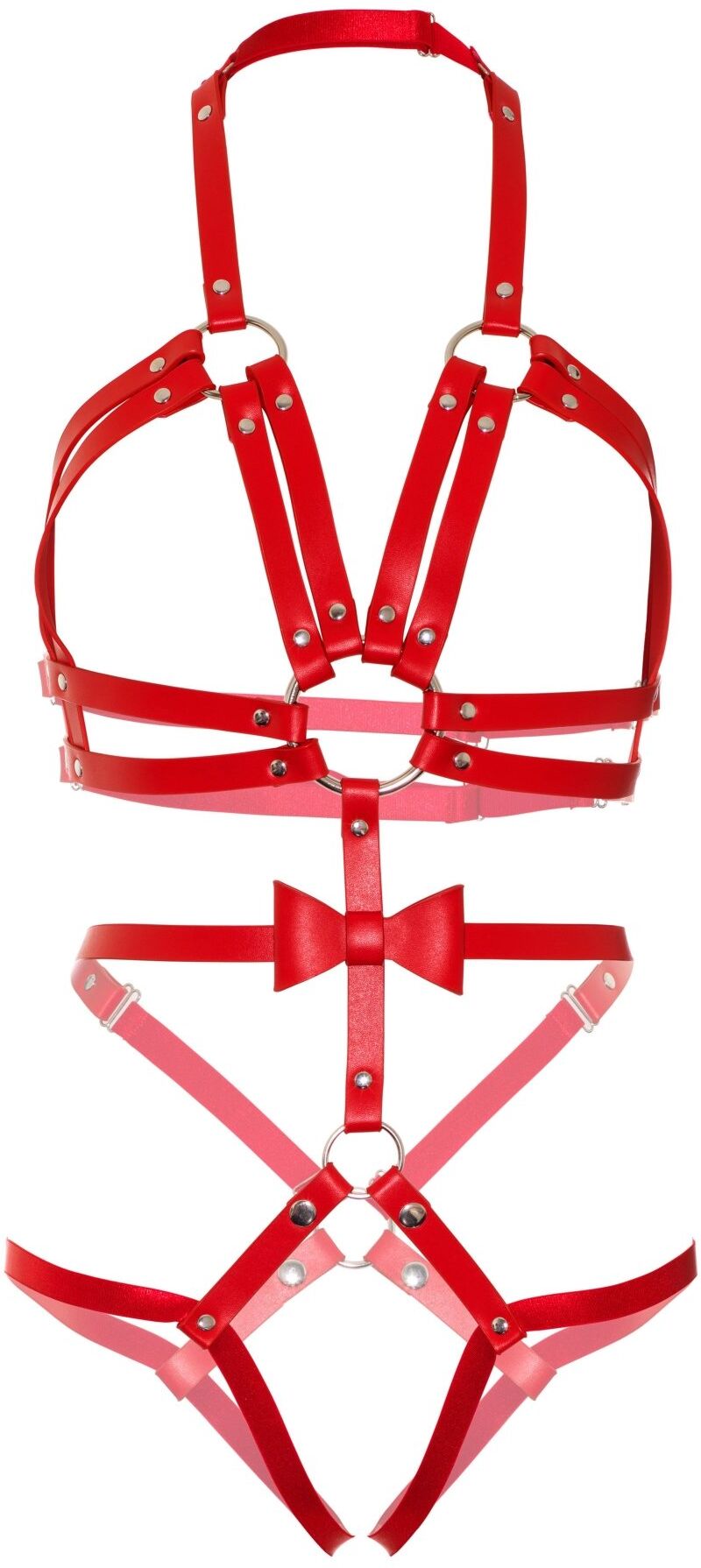 Leg Avenue Studded O-ring Harnais Body KI4037 Rouge