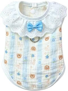 Fusion Finds Cute Dog Dress With Lace Bow & Breathable Puppy Vest For Small Dogs blue xs