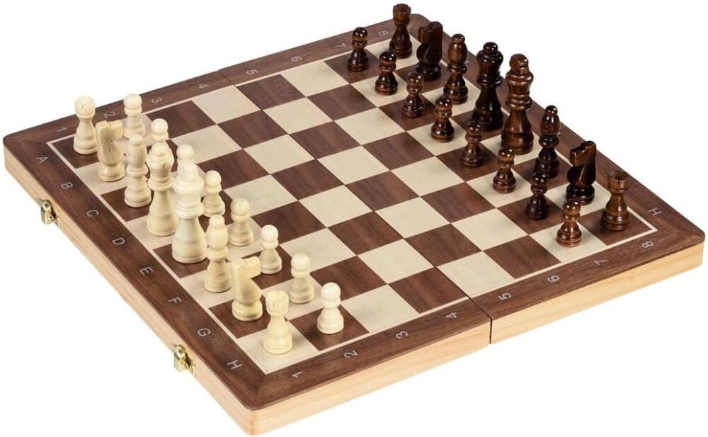 Goki Jeu de dames et échecs magnétique Marron 38x3x38cm