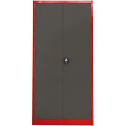 Jet-Line, Aktenschrank, Aktenschrank Omsk rot-dunkelgrau mit Garderobe (90 x 45 x 185 cm)