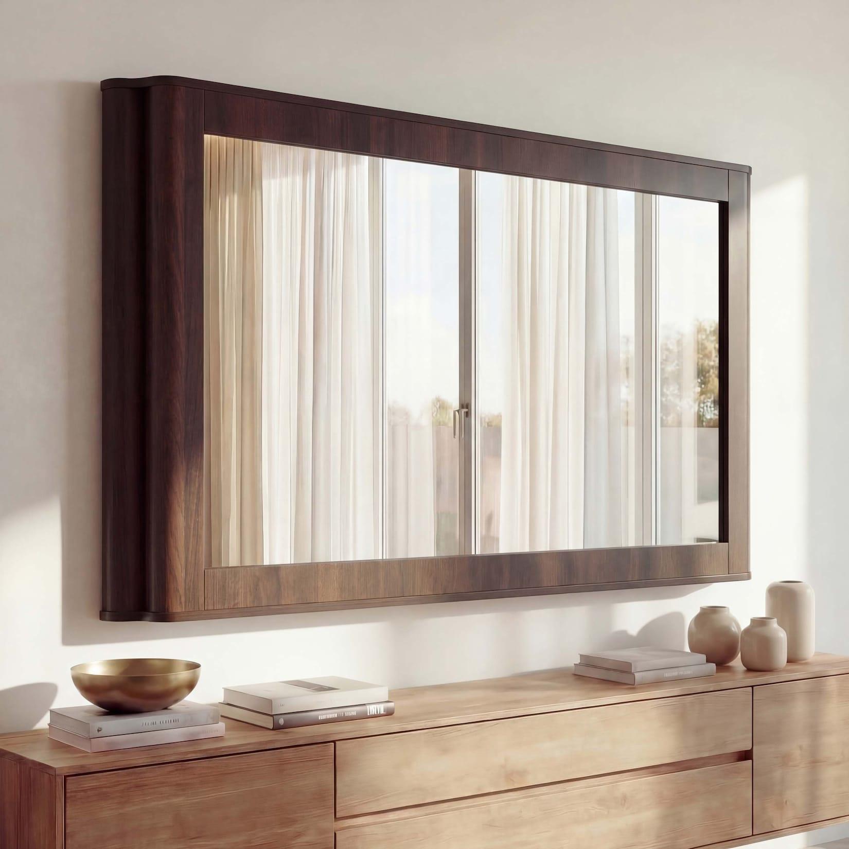 Spiegel MCW-P42, Wandspiegel Garderobenspiegel Flurspiegel, MDF Glas 80x120x10cm ~ Walnuss-Optik