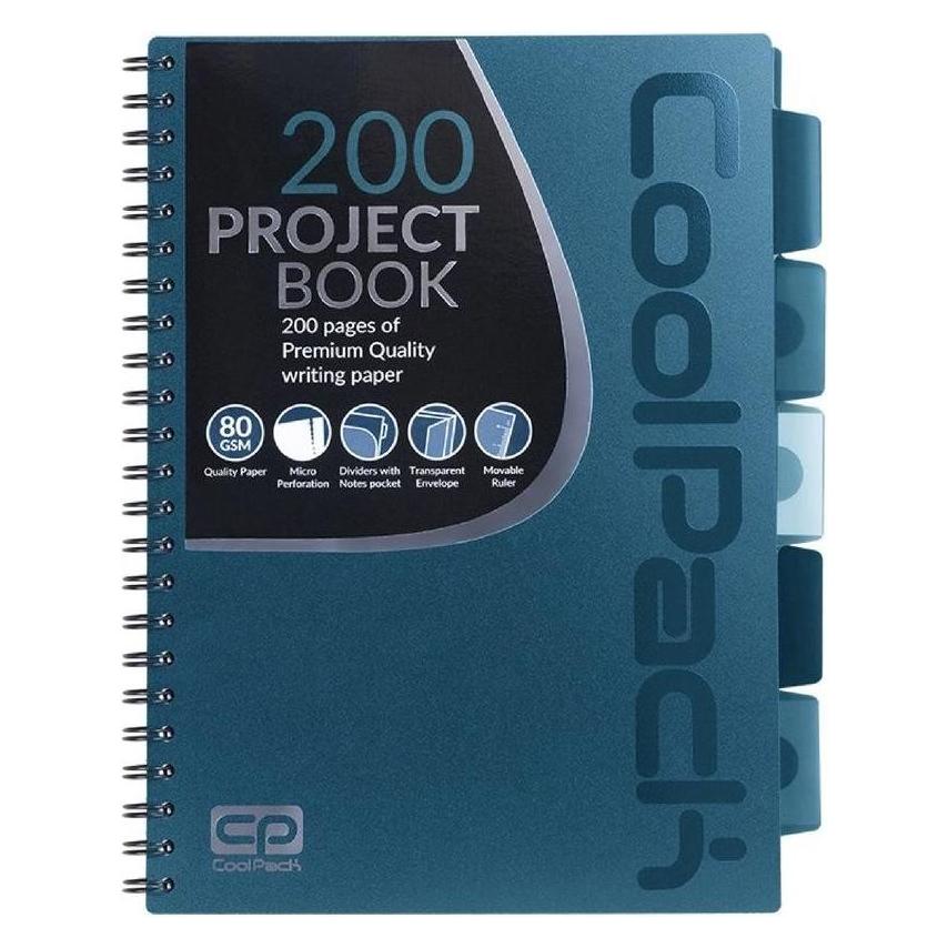 Cool Notebook with spiral COOLPACK, A4, 200 sheets, squares, blue (A4, Harter Einband) (93989CP)