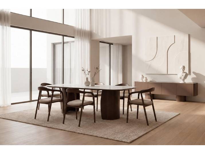 JVmoebel Esszimmer-Set Braunes Esszimmer set Esstisch Stühle Sideboard Modern Stil Premium, (Esszimmer-Set, 7-St., 7-tlg)