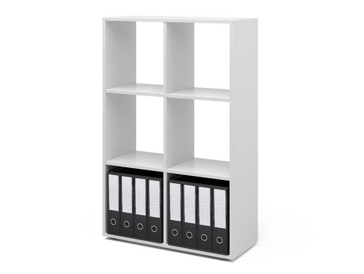 Vicco Raumteiler Weiß 72 x 107.8 cm mit 2 Faltboxen, Holzwerkstoff, 6 Fächer, Rechteckig, 72x107.8x29 cm, Wohnzimmer, Raumteiler & Paravents, Raumteiler