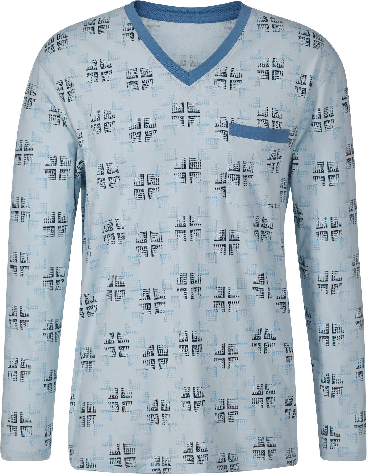 Schlafanzug WITT "Schlafanzüge Schlafanzüge 2 Stück", Herren, Gr. 60, blau, bordeaux, V-Ausschnitt, Homewear-Sets Schlafanzug