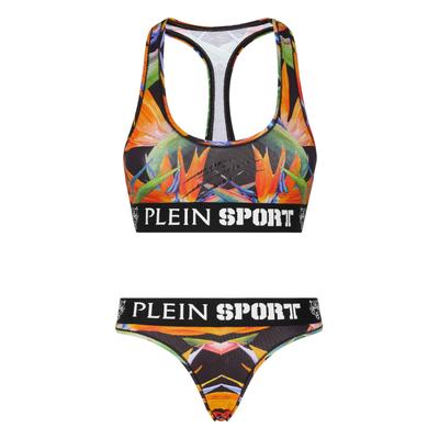 Set: Soft-BH PLEIN SPORT "Lingerie-Set", Damen, Gr. S, N-Gr, schwarz (0221, schwarz, multicolorot), Obermaterial: 95% Baumwolle, 5% Elasthan, BH-Sets