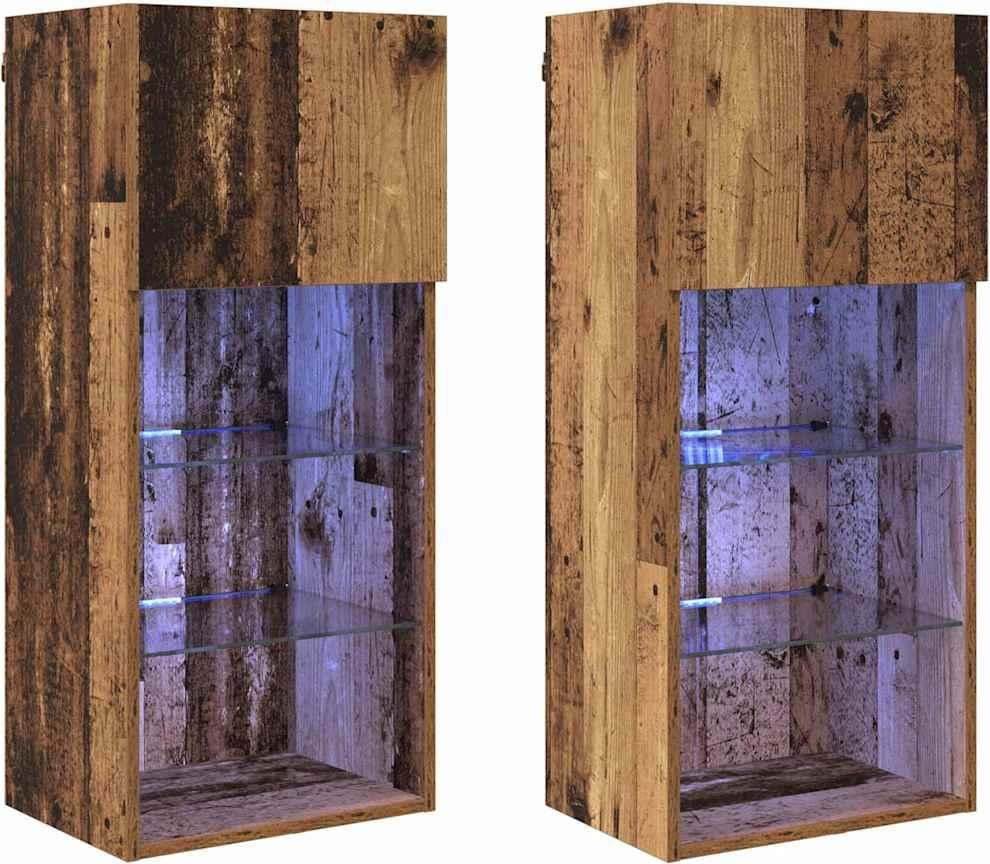 vidaXL Set van 2 Moderne Wandmeubels voor TV met Geïntegreerde Verlichting van Gerecycled Hout