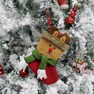 Inspired Deals Mini Christmas Stocking Gift Bag And Christmas Tree Ornament elk