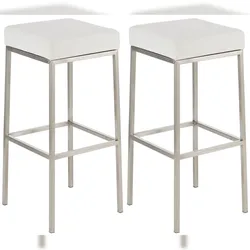 CLP 2er Set Barhocker Montreal Kunstlederbezug weiß/edelstahl