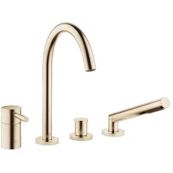 Dornbracht META Wannen-Vierlochbatterie Light Gold gebürstet, Ausladung 221 mm, Armaturenhöhe 319 mm