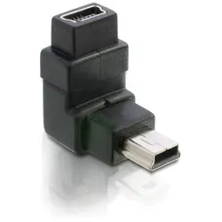 Mini USB 2.0 90° Winkeladapter Mini B Stecker - Mini B Buchse oben/unten schwarz