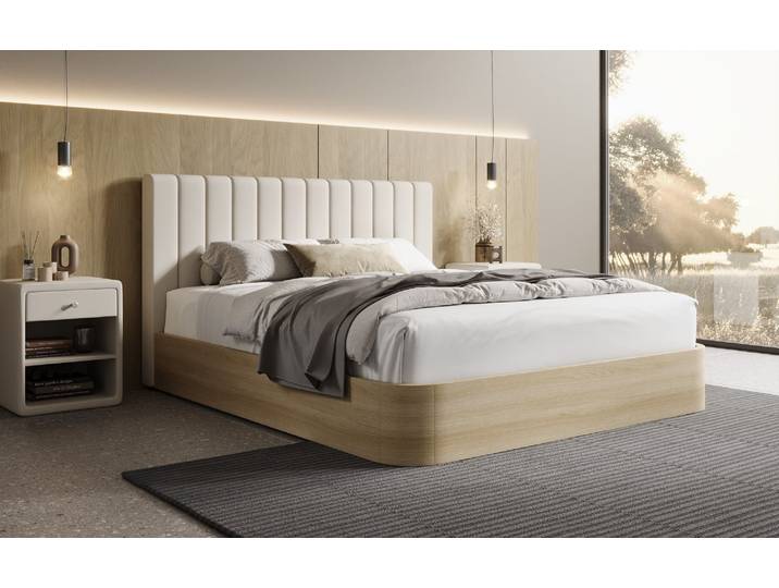 Designer Polsterbett Fiore Linea in Stoff mit Stauraum - 160x200 - Anthrazit - Luxusbetten24