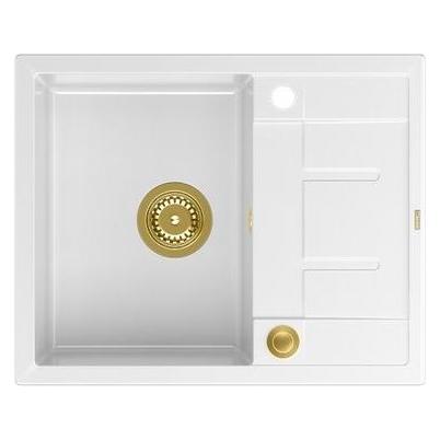 Quadron MORGAN 116 Spüle schneeweiss mit Siphon Push To Open goldfarben 1 Becken mit (brak)