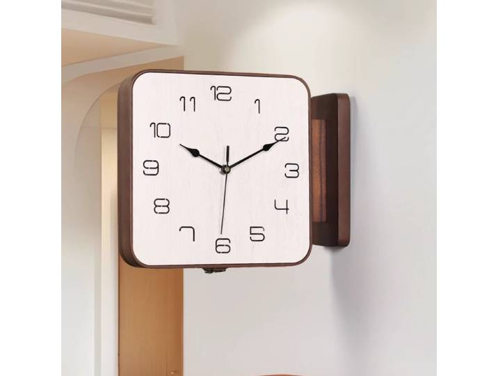 Horloge murale moderne double face, minimaliste, suspendue d'angle, contemporaine, silencieuse, sans tic-tac, pendule, décor de salon, 2025