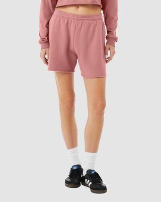 Bella + Canvas BC3787 Women's Cutoff Fleece Shorts in Mauve size Large 3787