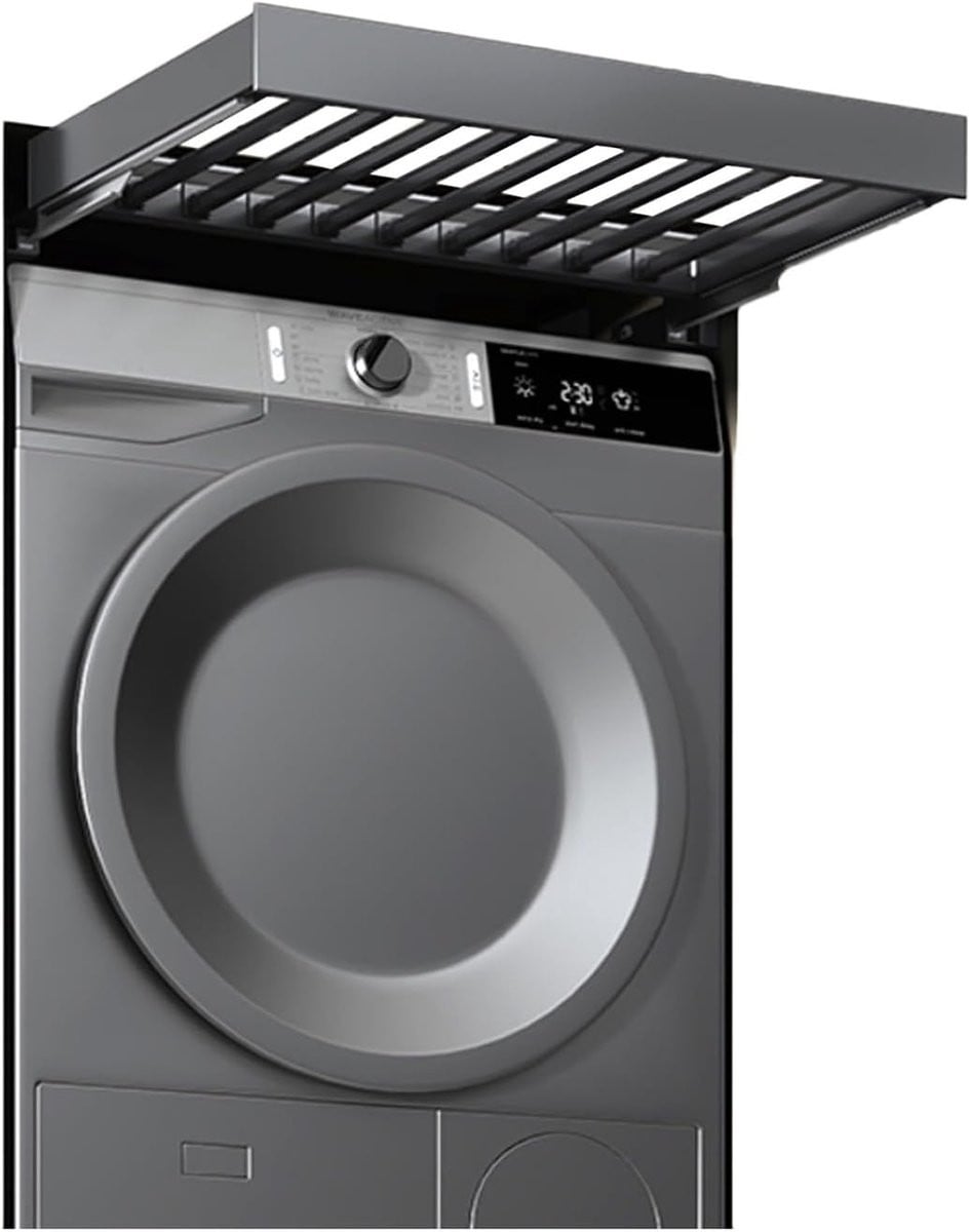 Uitschuifbaar droogrek in zilverkleur voor de badkamer, keuken of het balkon