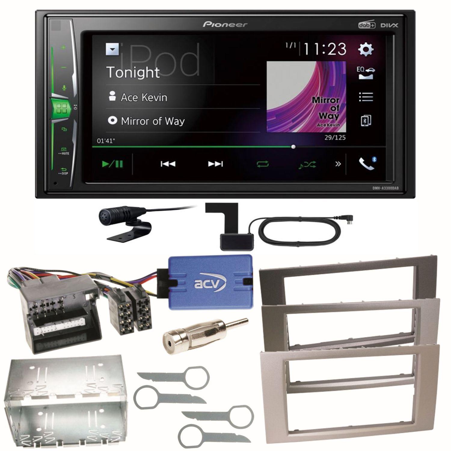 Pioneer DMH-A3300DAB Bluetooth MP3 Einbauset für Ford Focus C-Max Fiesta Transit