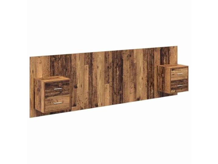 KTHLBRH Kopfteil mit Nachttisch, 3-teilig, Holz, modernes Design Integrierte Schränke, Wandmontage, minimalistische Linien, glatte Oberfläche, einfache Wartung