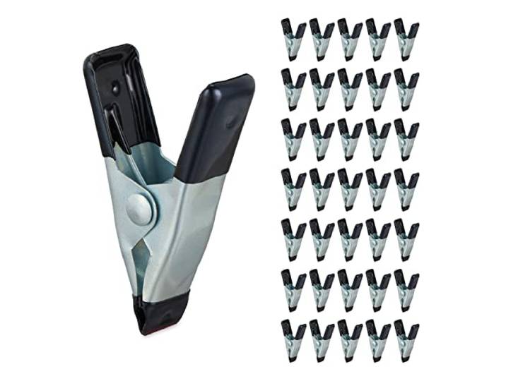 Relaxdays Pinces en jeu de 36\, serre-étau\, barrette\, agrafes bricolage\, modèle\, métal\, Envergure 20mm\,noir.