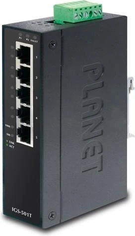Planet Industrial Gigabit Switch IGS-501T, 5 Port, für Hutschienenmontage