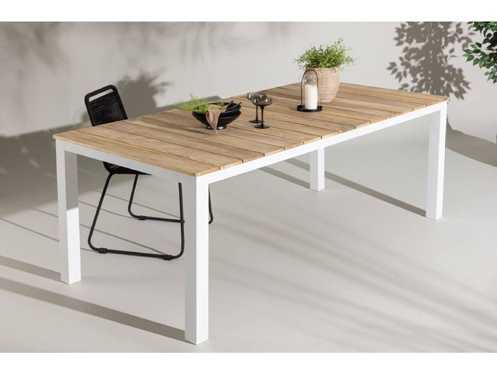 Garten Esstisch Eliano - 210x100 cm mit einer Tischplatte aus Teakholz in Naturoptik - Natur - Luxusbetten24
