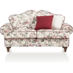 SOFA 2-SITZER creme Landhaus, Blumen Design, Couch 170 cm