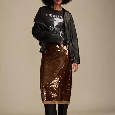 Lucky Brand Sequin Midi Skirt - Women's Midi Skirts in Brown, Size 4