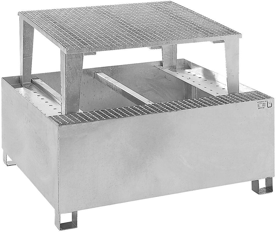 Stahl-Auffangwanne für Tankcontainer IBC/KTC, für 1 x 1000-l-Container, feuerverzinkt eurokraft basic