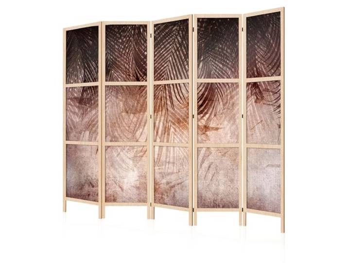 LUMASOUL Japanische Trennwand Paravent Raumteiler 225x172 cm Natur 15 5 teilig Dekorativ, Shoji-Stil, faltbar, freistehend, als Sichtschutz für Wohnräume Palmblätter