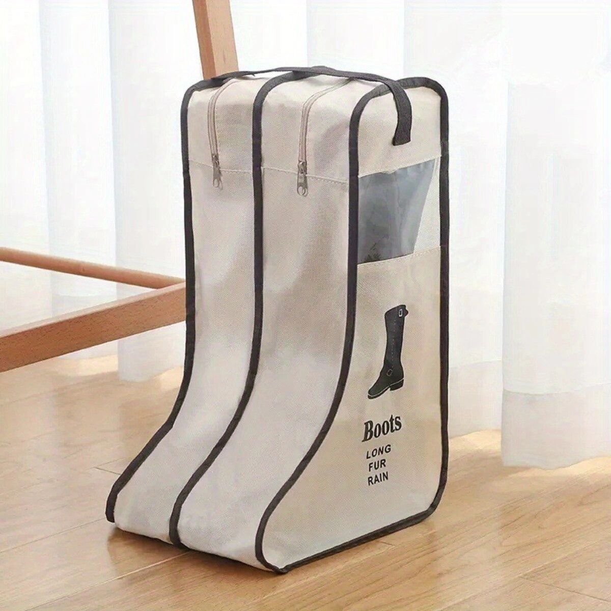 INF Stiefel-Aufbewahrungstasche mit separaten Fächern, atmungsaktivem Vliesstoff und faltbarem, platzsparendem Design Beige