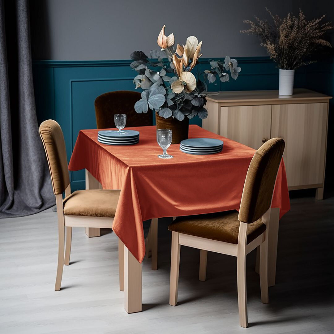 Lilijan Home & Curtain Round Solid Colour Tablecloth Yam Orange
