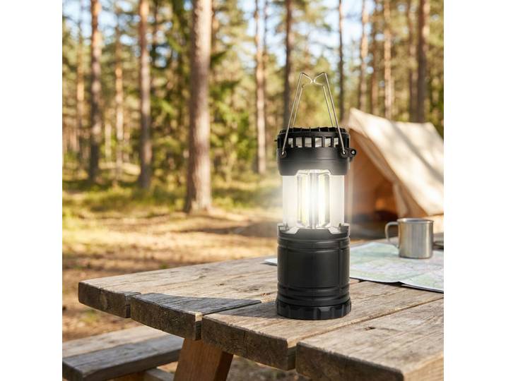 2in1 Campinglampe & Ventilator, COB Licht, batteriebetrieben, schwarz