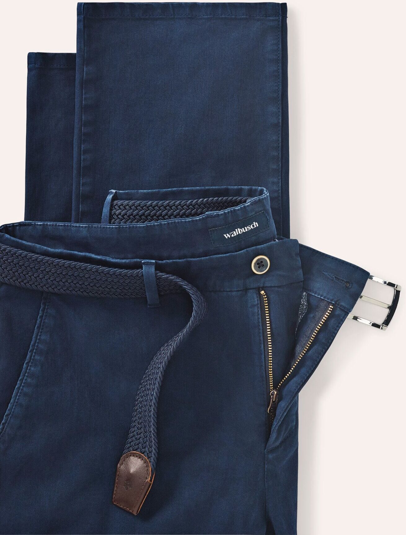Walbusch Chino inklusive Gürtel, Regular Fit#normale Größen#schlanke Größen#untersetzte Größen, Farbe Blau, 26, inklusive Gürtel elastisch & bequem Herren