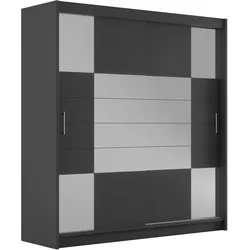 SCHWEBETÜRENSCHRANK KALISTA 203/215/61 cm 2-türig mit Spiegel Graphitfarben