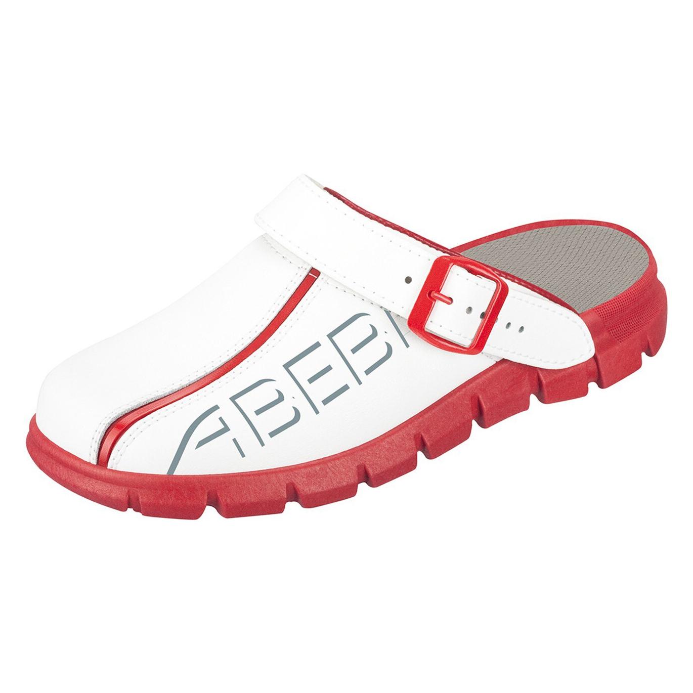 Abeba Clog Berufsschuhe Dynamic OB mit Aufdruck weiss/rot 41 (OB, 41) (7313-41)