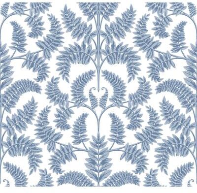 York Wallcoverings Royal Fern Damask Blue Wallpaper