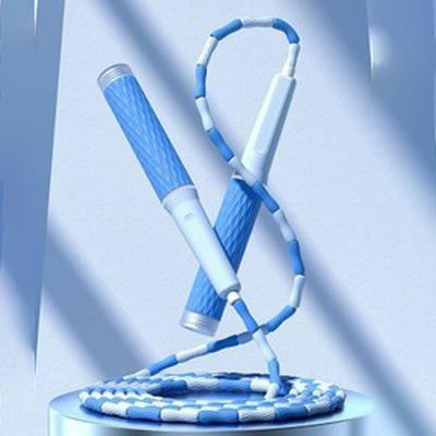 Market Central Adjustable Beaded Jump Rope With Anti Skid Handles For Fitness, Cardio And Training blue