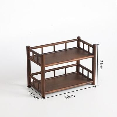 Perfect Picks Market Double Layer Solid Wood Tea Set Organizer Stylish, Functional Countertop Storage Stand For Tea Table Decor, No Assemble tea Cup Holder a