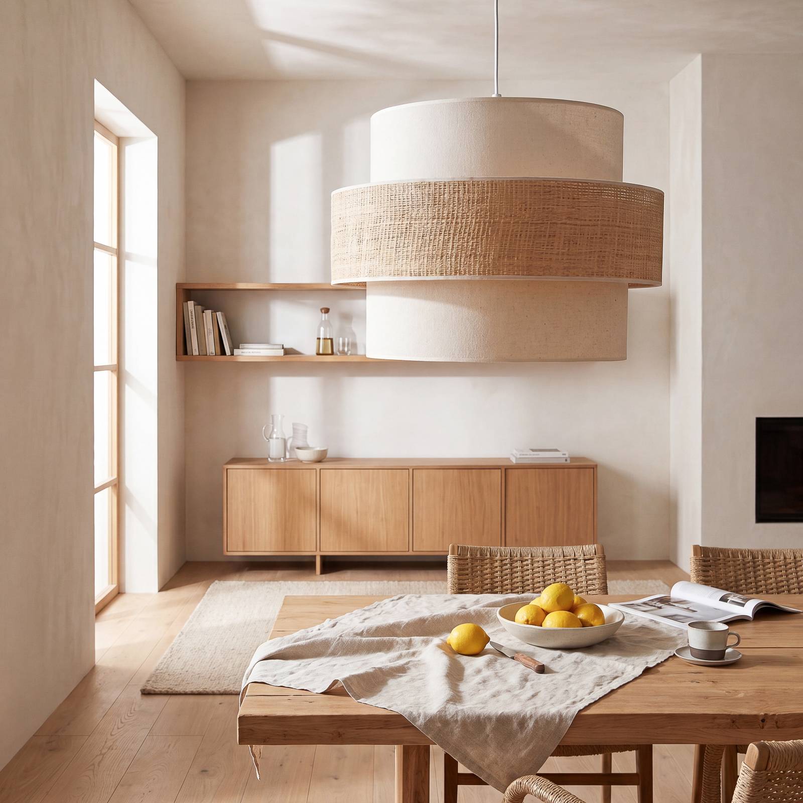 Hängelampe Space Duolla, creme / amber, für Schlafzimmer, Textil / Stoff / Seide, Junges Wohnen, Pendelleuchte