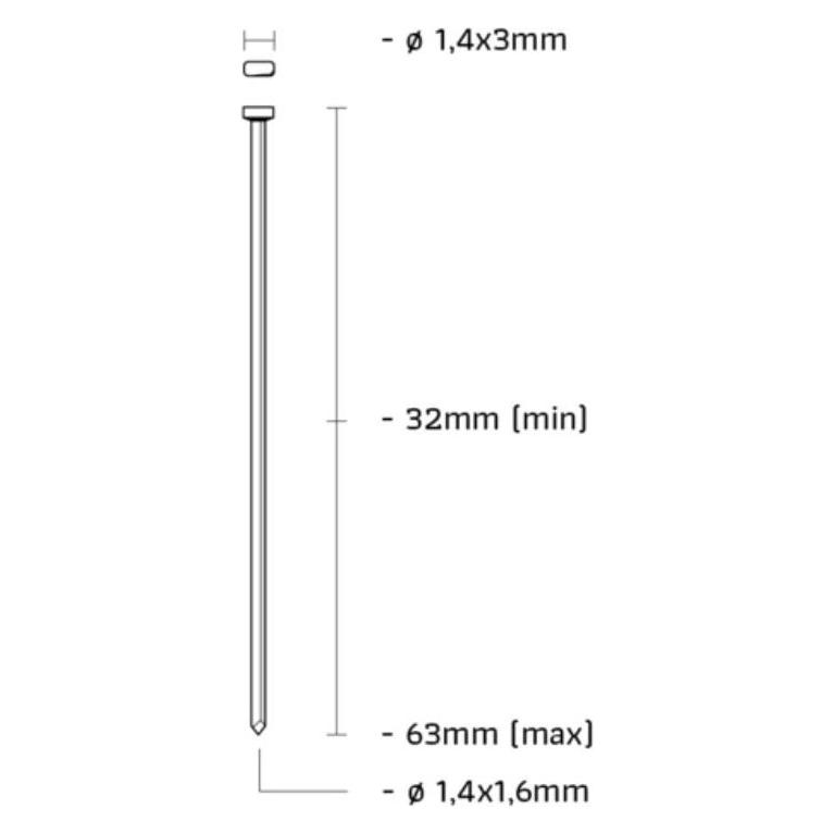 Union NA44CN-D Afwerknagel gegalvaniseerd 16GA 1,6mm lengte 44mm 2500st (71324490)