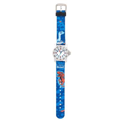 Quarzuhr SCOUT "Action Boys", blau (blau, orange), Armbanduhren, Kinder, Quarzuhr, Armbanduhr, Kinderuhr, Lernuhr, Geschenkidee, Schulanfang, Jungen,Dino